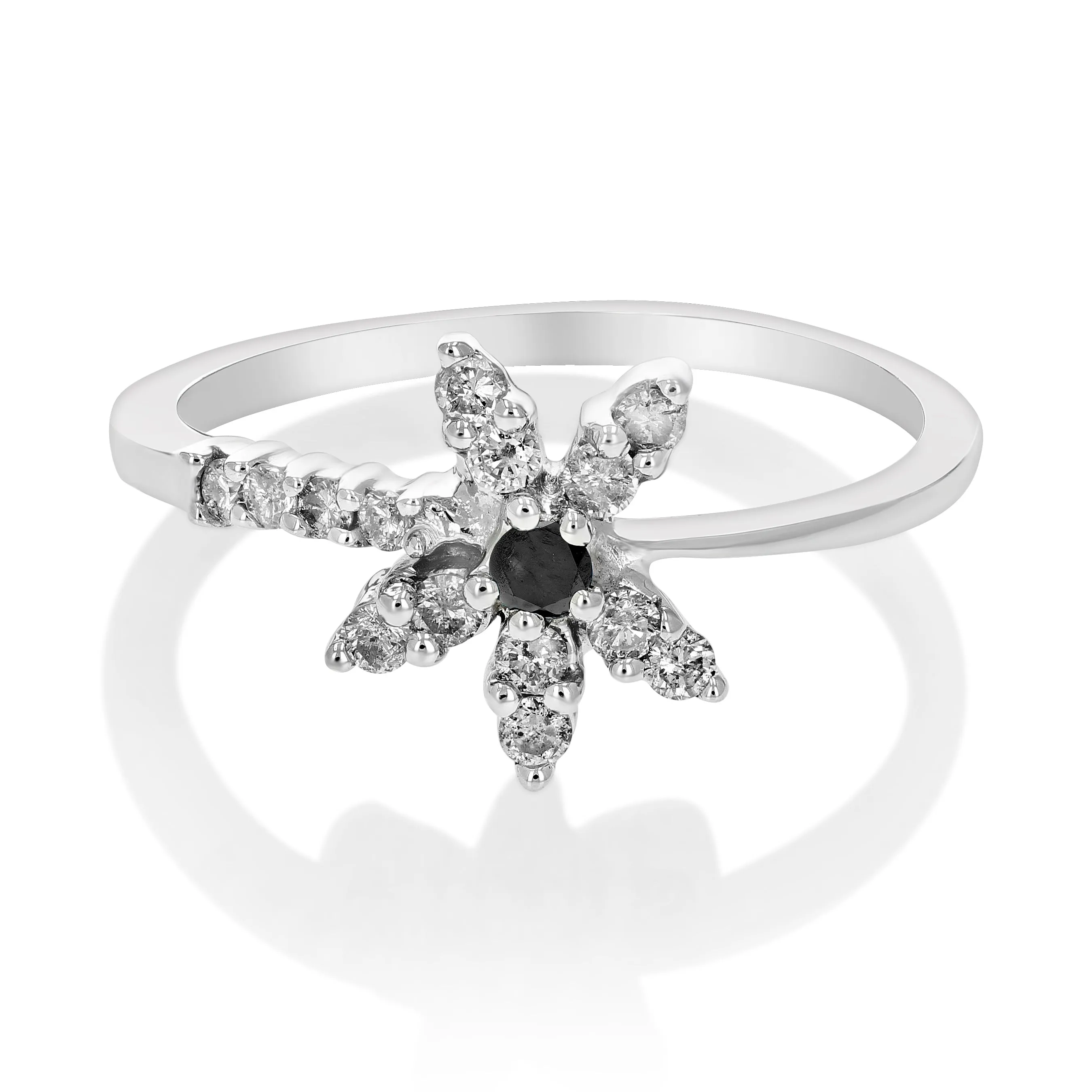 0.35 cttw Black Diamond Ring Fashion Round 10K White Gold