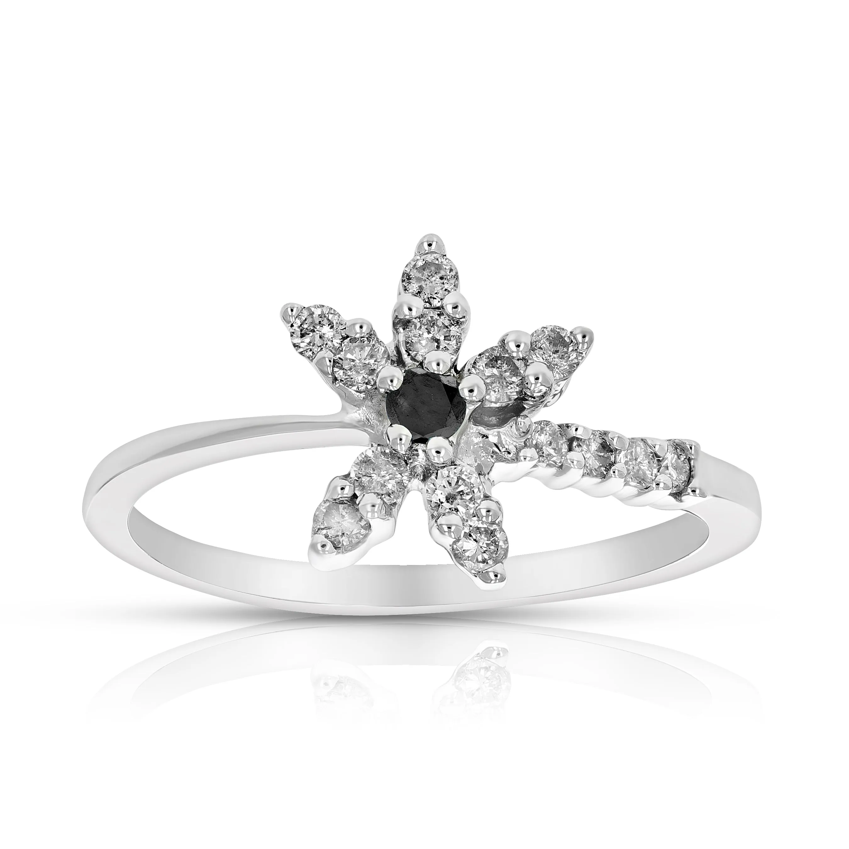 0.35 cttw Black Diamond Ring Fashion Round 10K White Gold