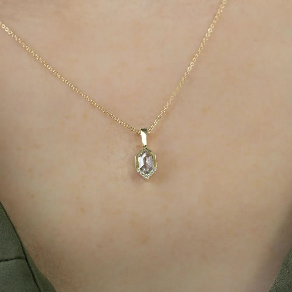 0.81ct Rosecut Salt and Pepper Diamond Necklace in 14k Yellow Gold