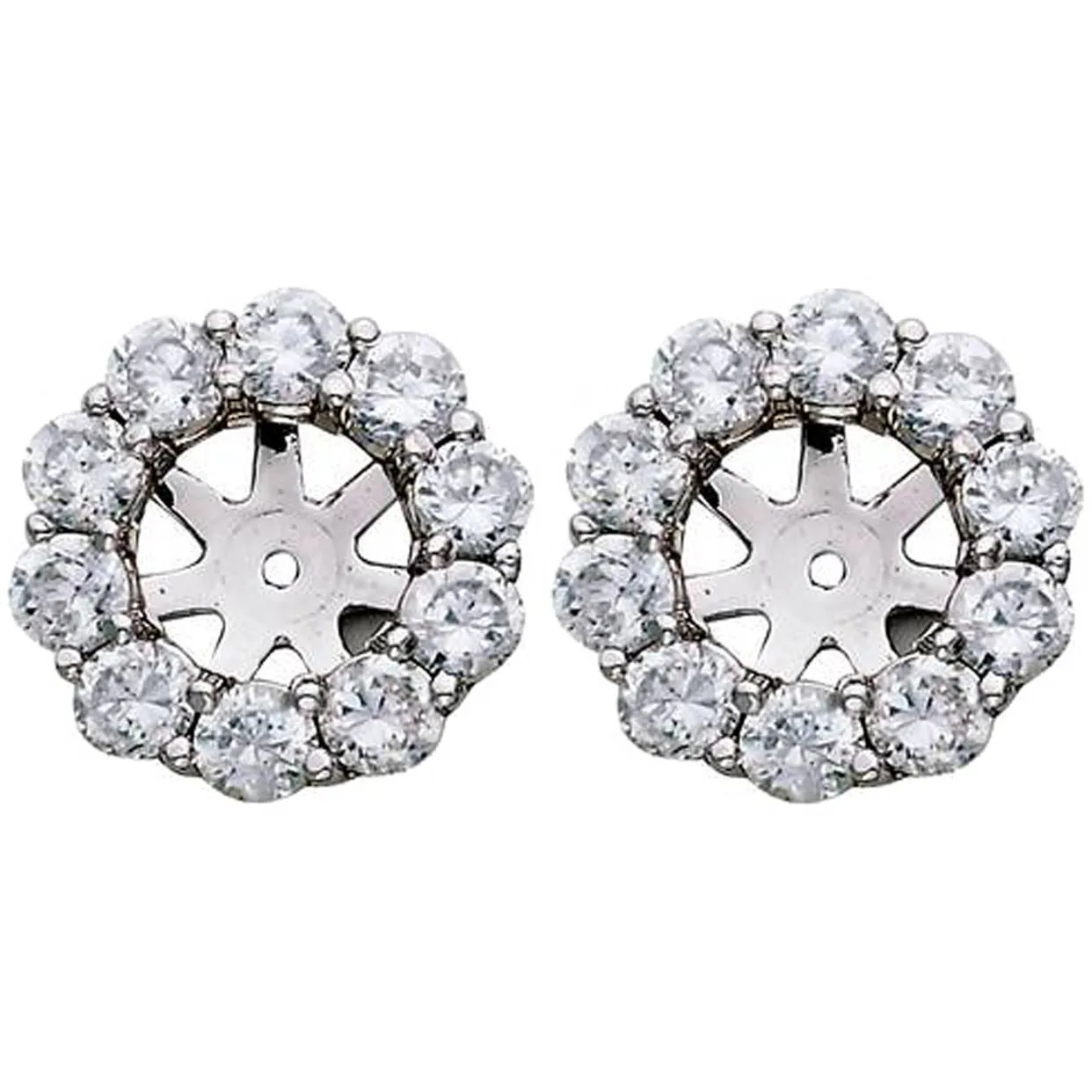 1 1/2ct Diamond Halo Earring Studs Jackets White Gold (6-6.7mm)