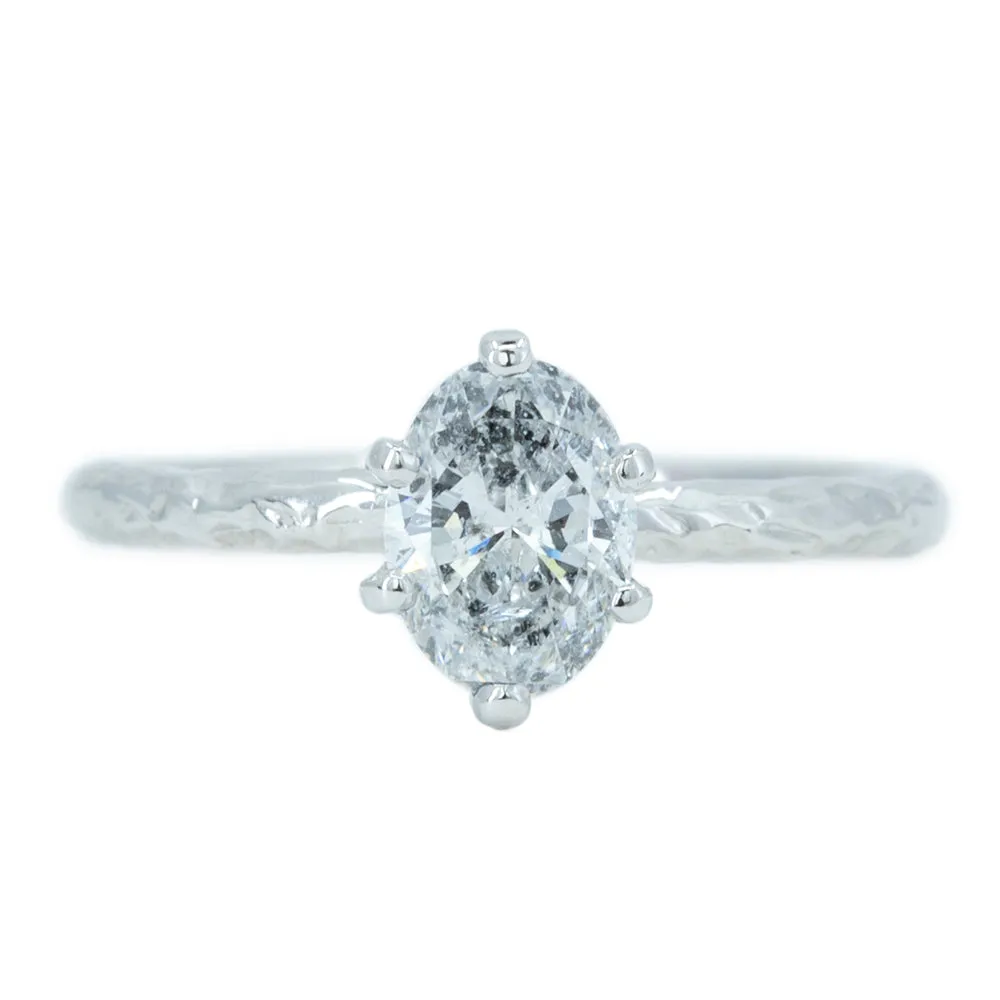 1.01ct Oval Diamond 6 Prong Evergreen Solitaire In Platinum