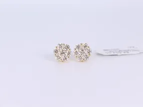 10K Yellow Gold Flower Cluster Earrings 2.03Ctw