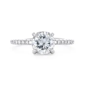 1.30ctw Round Diamond Engagement Ring, Hidden Halo, Pavê Band - 14K White Gold