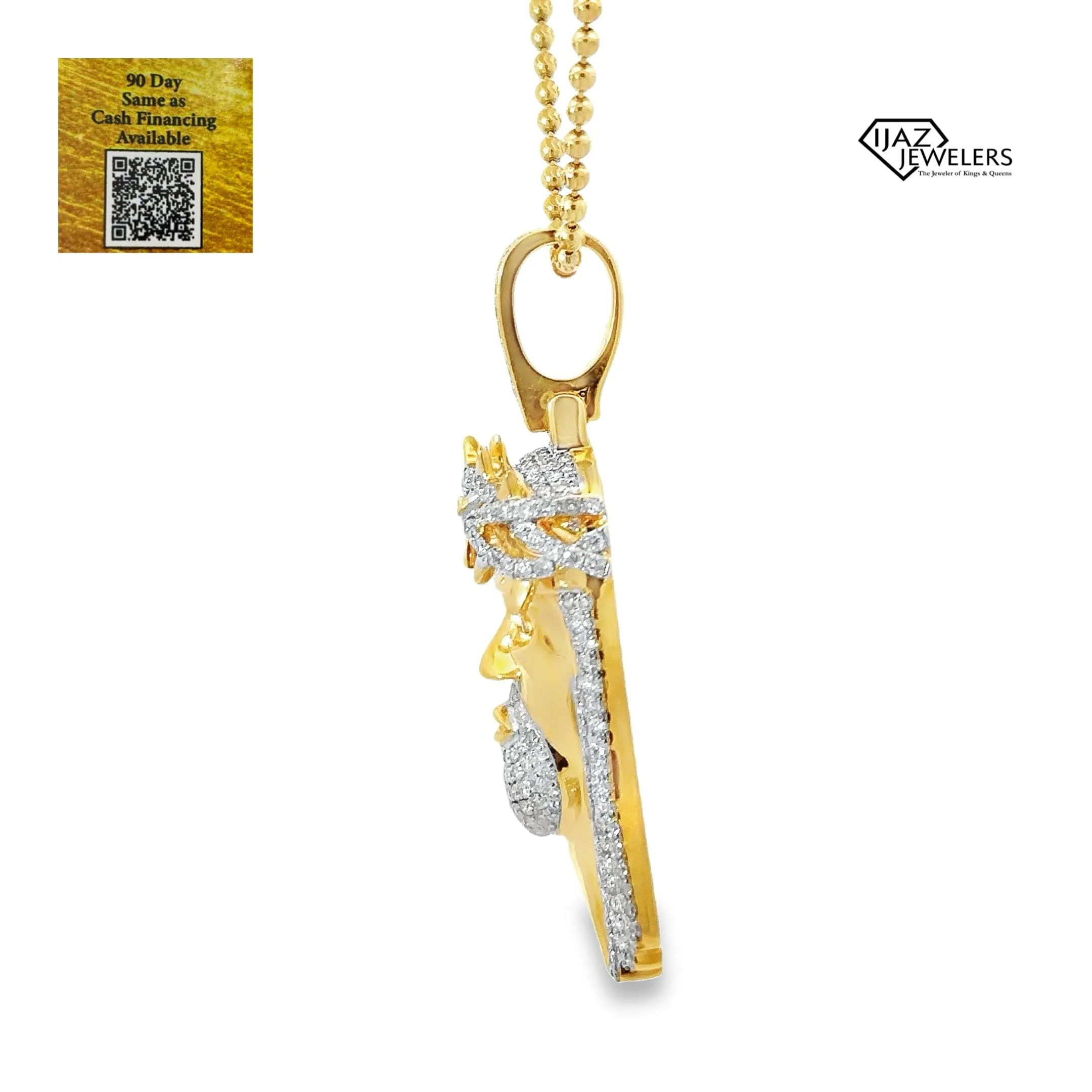 14K Gold 2.75 CTW Diamond Jesus Charm