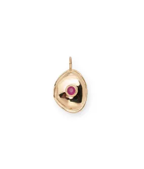 14k Gold Birthstone Necklace Charm in Ruby