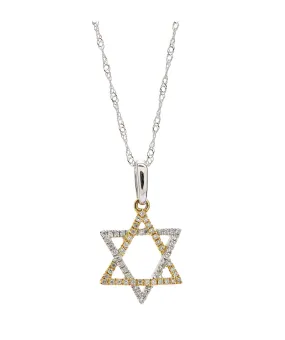 14K White and Yellow Gold Diamond Star of David Pendant