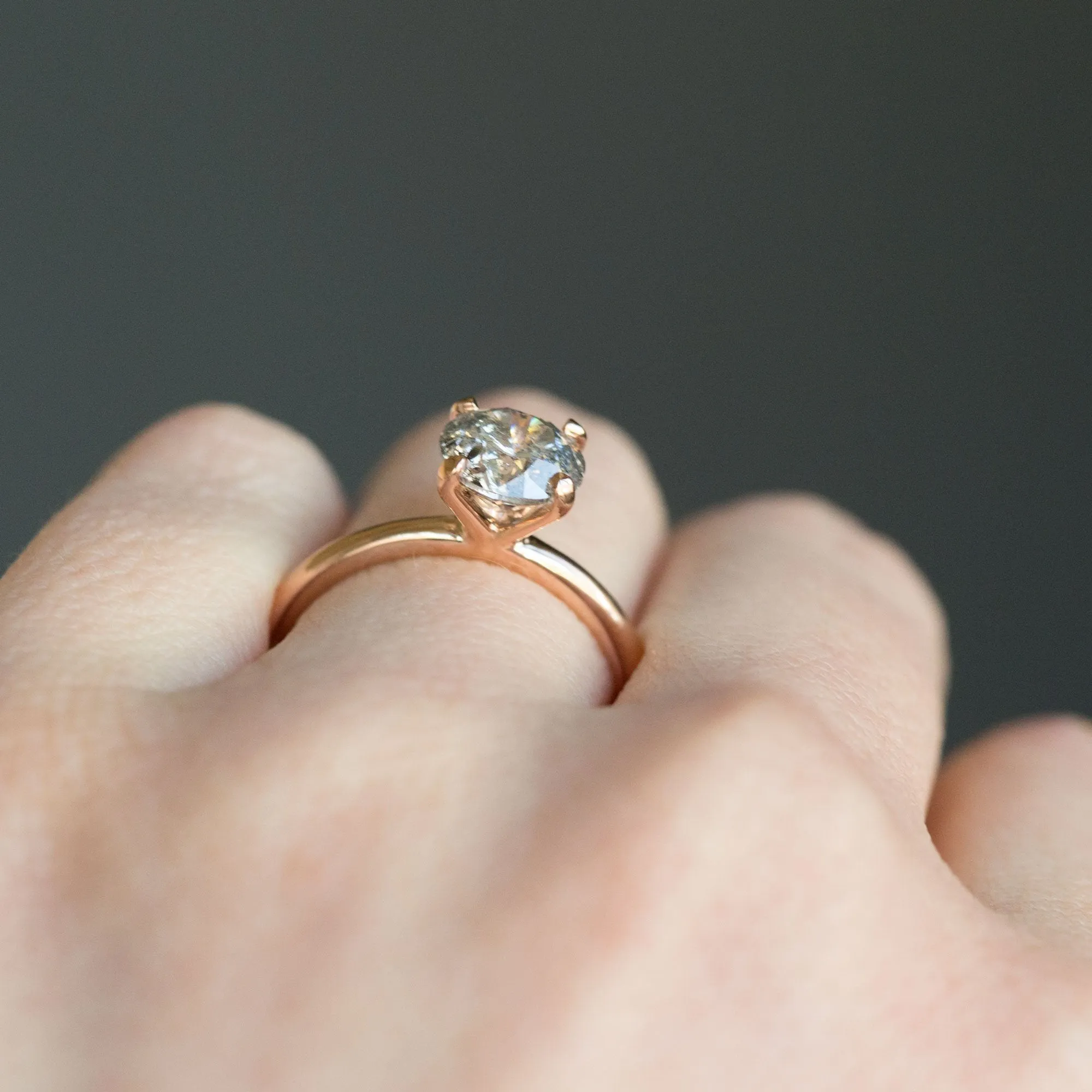 1.61ct Dark Salt and Pepper Diamond Ring in Classic Rose Gold