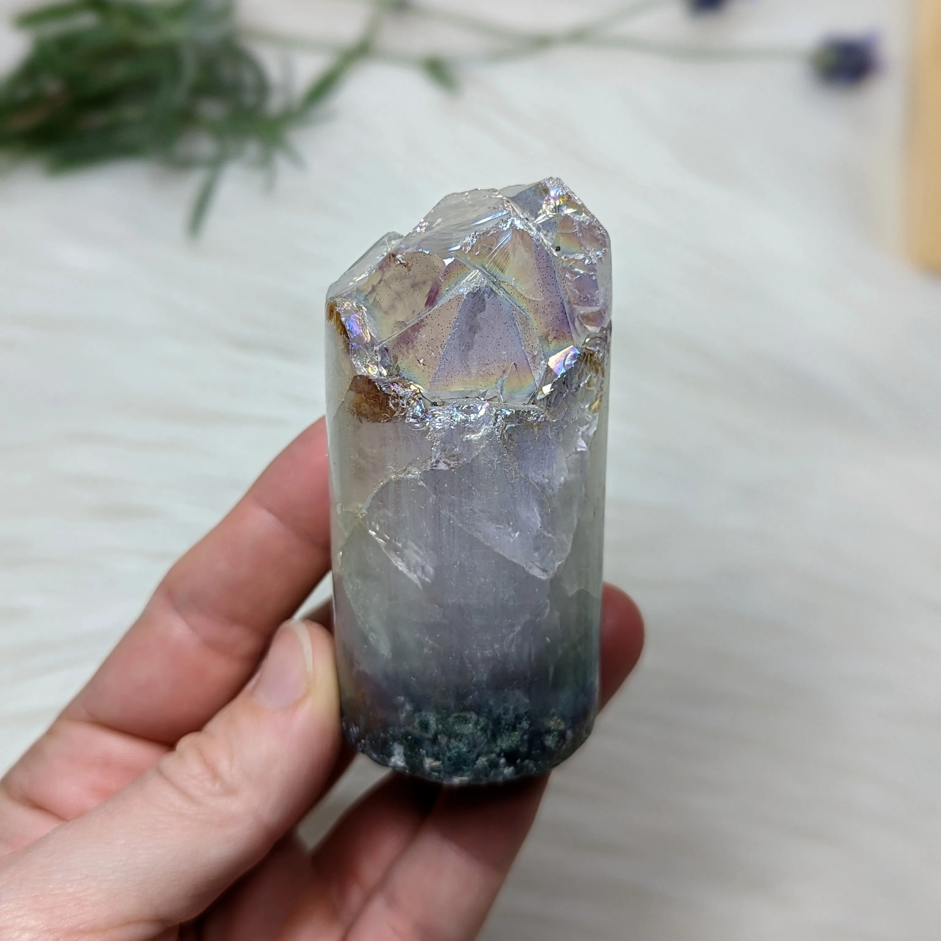 Angel Aura Infused Amethyst Cylinder Geode Carving #2