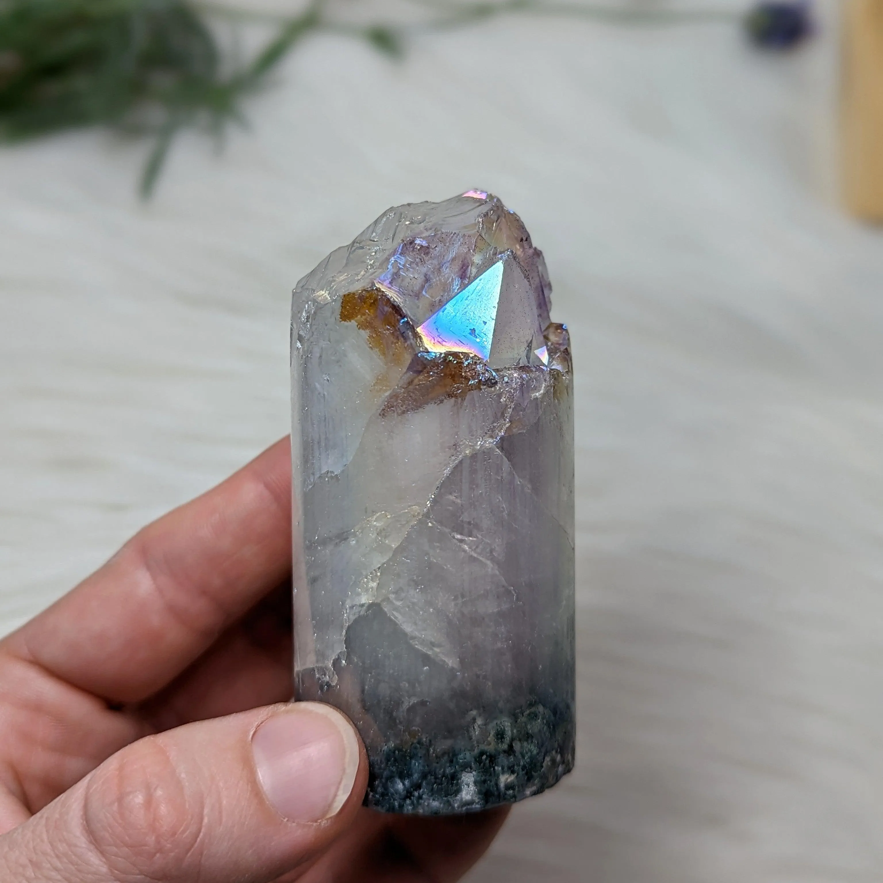 Angel Aura Infused Amethyst Cylinder Geode Carving #2