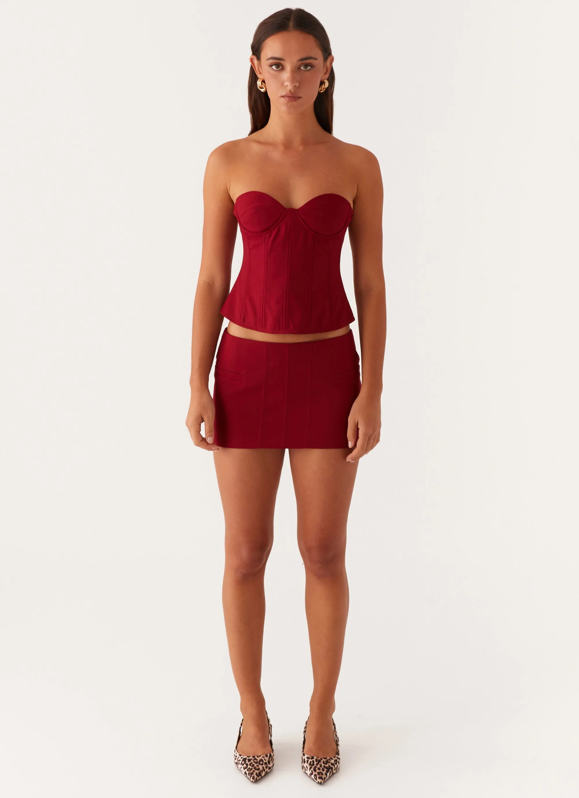 Armelle Micro Mini Skirt - Maroon