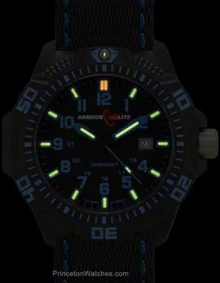 ArmourLite Caliber Series - Blue Accent - Nylon Strap - Tritium - Date - 200m