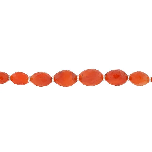 Art Deco Faceted Carnelian & Rock Quartz Crystal Necklace 46"