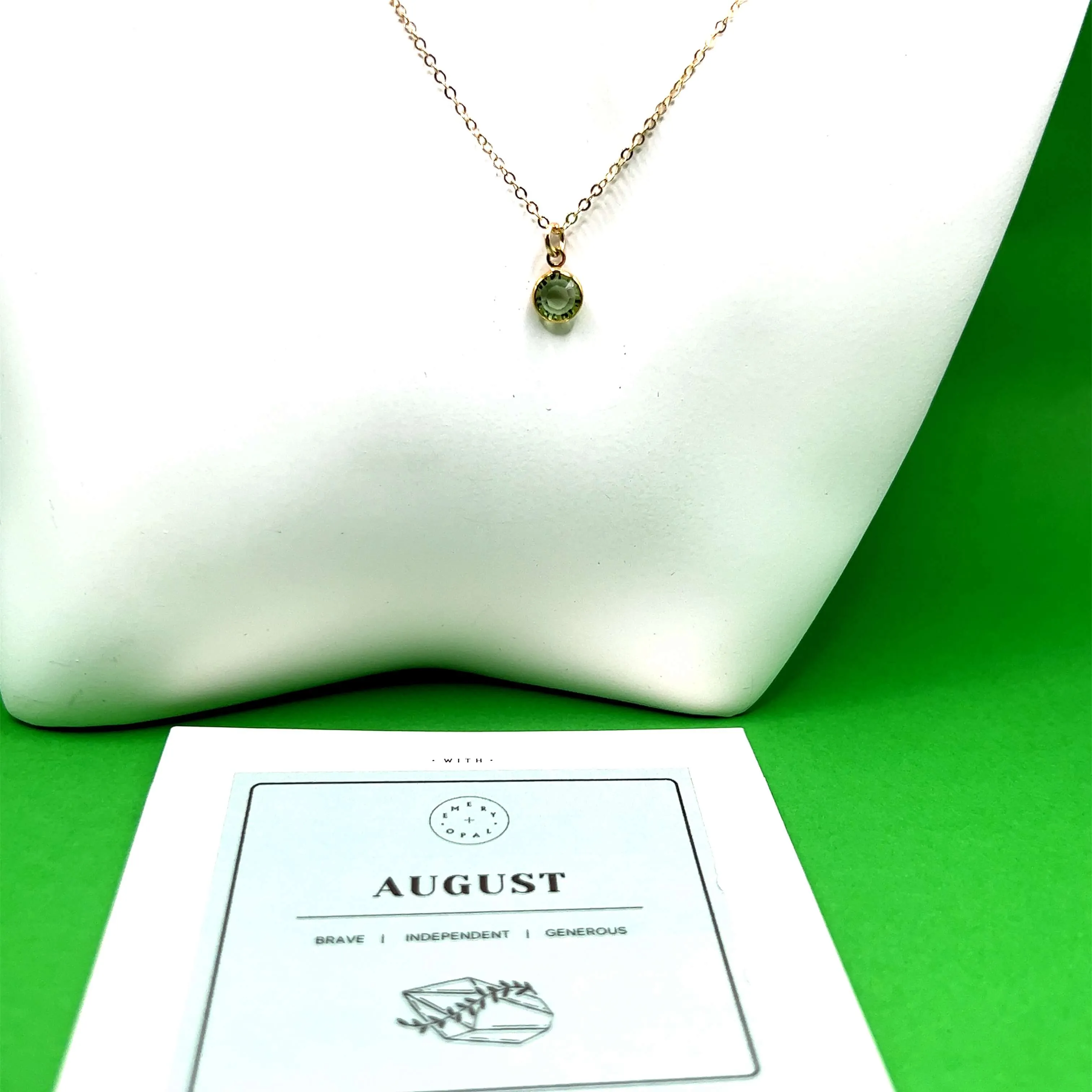 August Swarovski Birthstone Necklace - 14k Gold-Filled