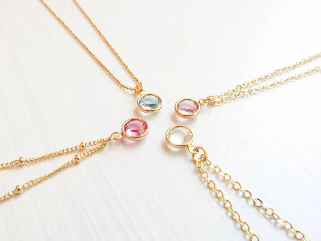 August Swarovski Birthstone Necklace - 14k Gold-Filled