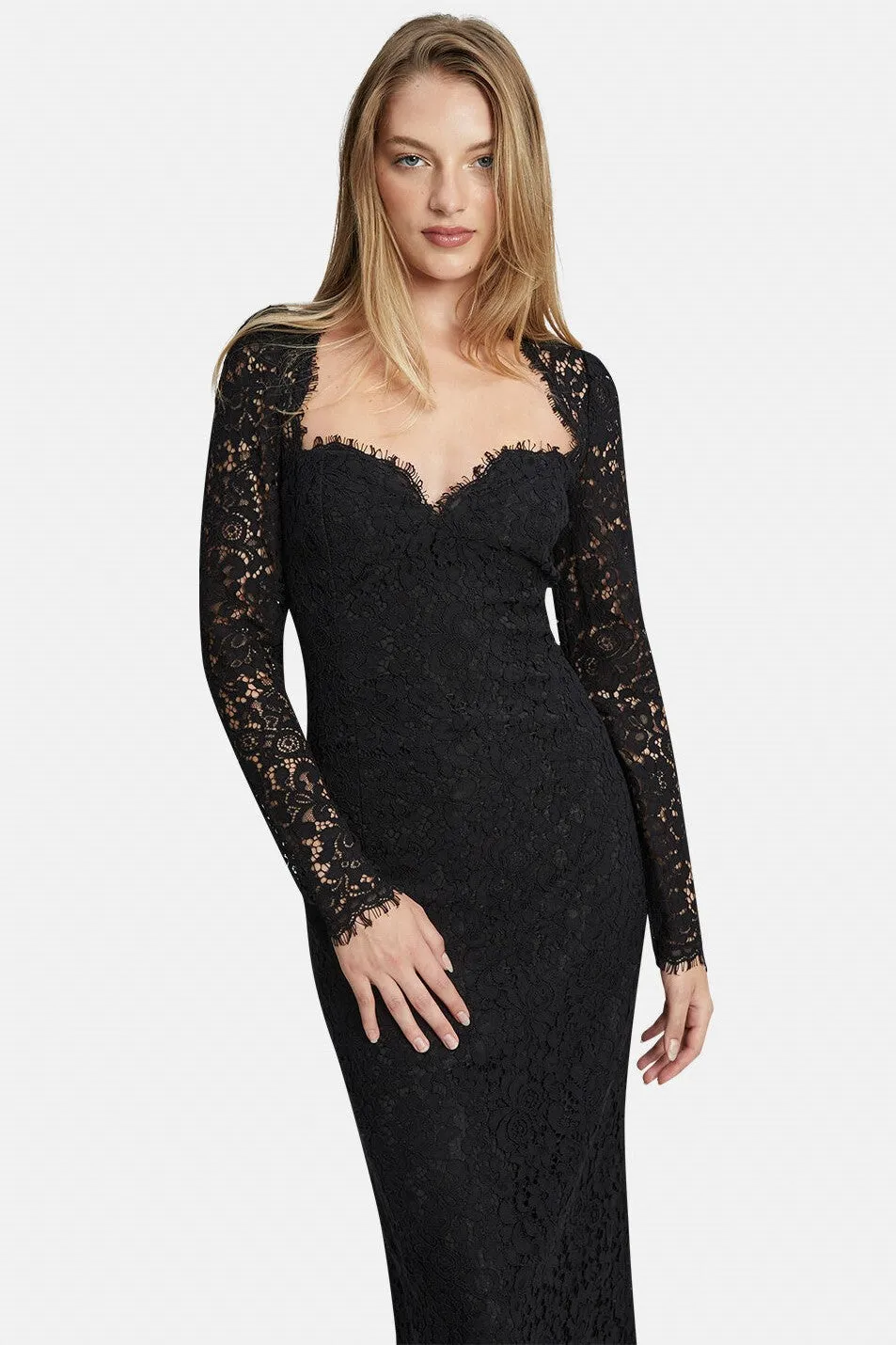 Aurora Lace Midi Dress - Black