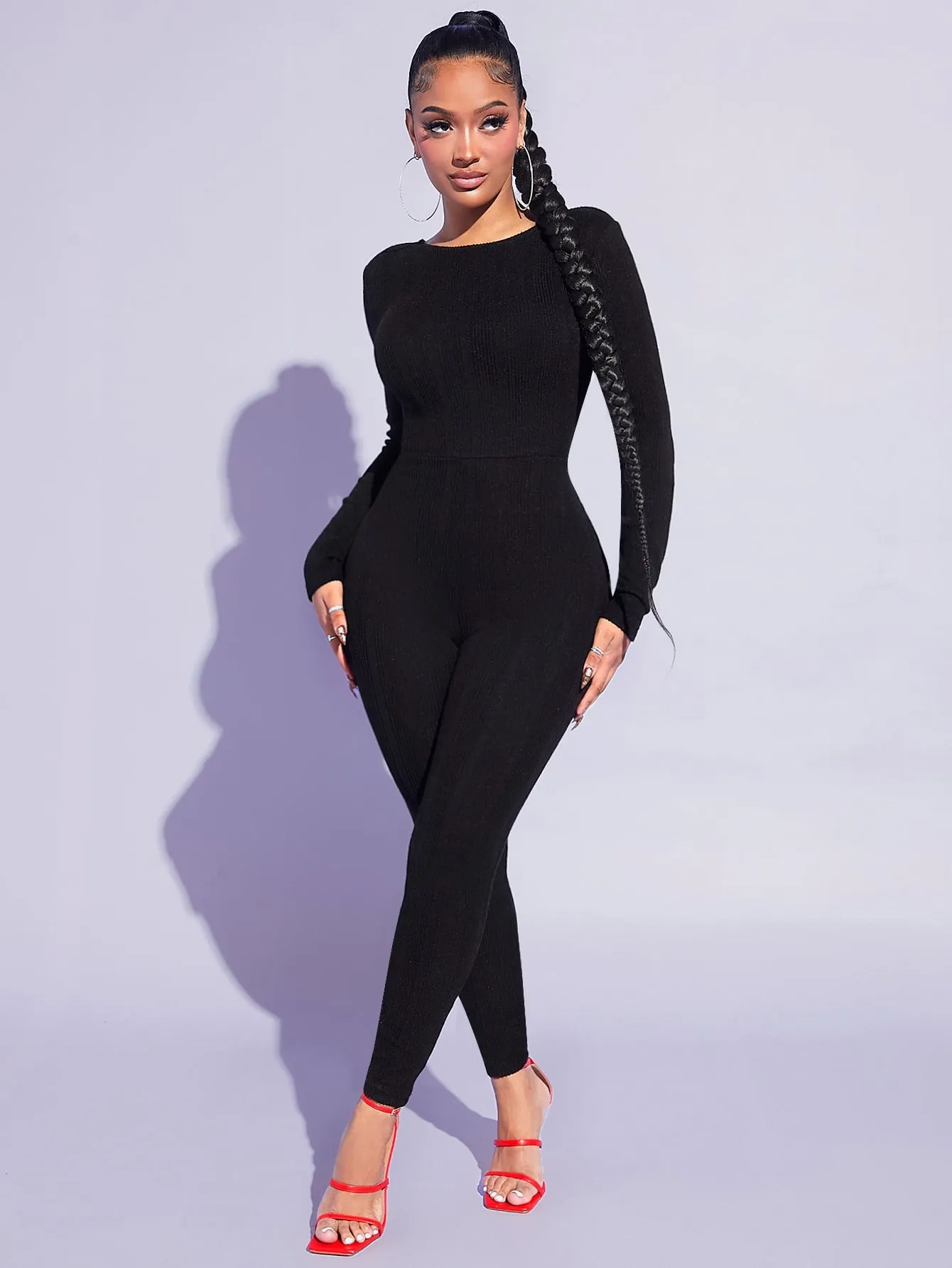 Backless Long Sleeve Jumpsuit