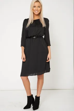 Belted Round Neck Dress Available In Plus Sizes