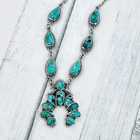 Blue Moon Turquoise Squash Blossom Necklace