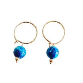 Blue Sea drop hoop earrings Rose Gold