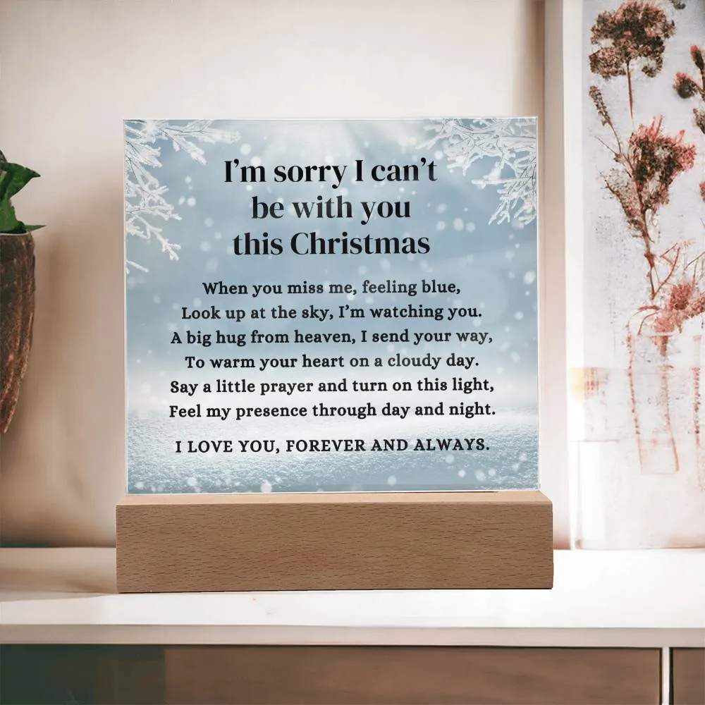 Blue Sky I Can't Be With You This Christmas Poem Condolence LED Nightlight Acrylic Desktop Art (USB Powered)