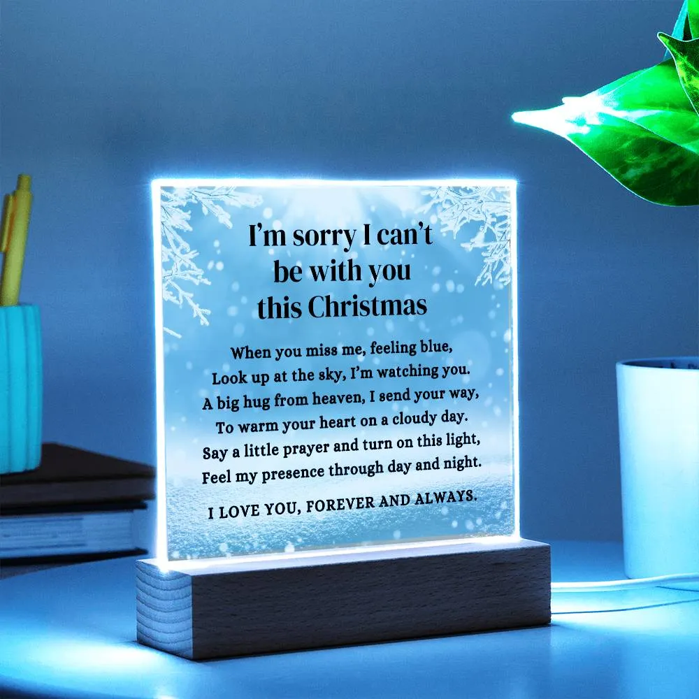 Blue Sky I Can't Be With You This Christmas Poem Condolence LED Nightlight Acrylic Desktop Art (USB Powered)