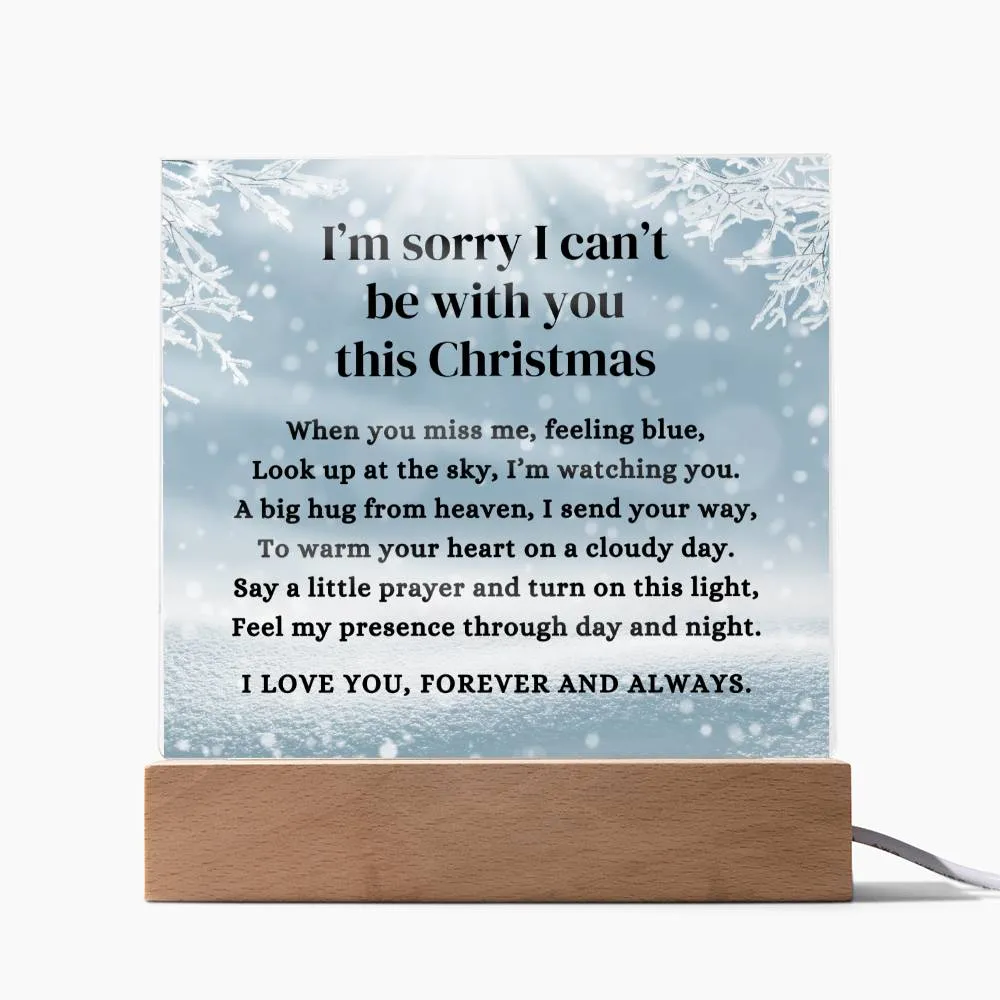 Blue Sky I Can't Be With You This Christmas Poem Condolence LED Nightlight Acrylic Desktop Art (USB Powered)