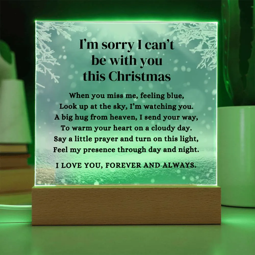 Blue Sky I Can't Be With You This Christmas Poem Condolence LED Nightlight Acrylic Desktop Art (USB Powered)