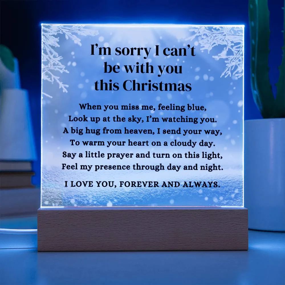 Blue Sky I Can't Be With You This Christmas Poem Condolence LED Nightlight Acrylic Desktop Art (USB Powered)