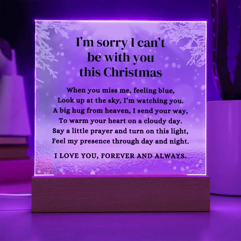 Blue Sky I Can't Be With You This Christmas Poem Condolence LED Nightlight Acrylic Desktop Art (USB Powered)