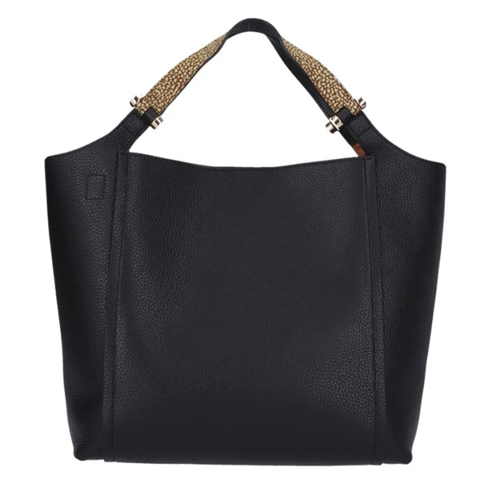 Borsa Donna Shopping a Mano BORBONESE linea Livre Small in Pelle Nera