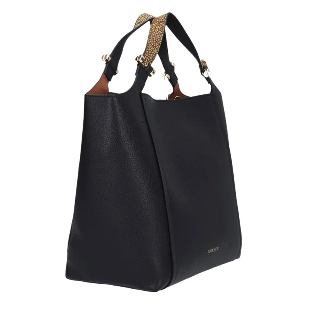 Borsa Donna Shopping a Mano BORBONESE linea Livre Small in Pelle Nera