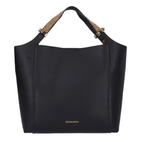 Borsa Donna Shopping a Mano BORBONESE linea Livre Small in Pelle Nera