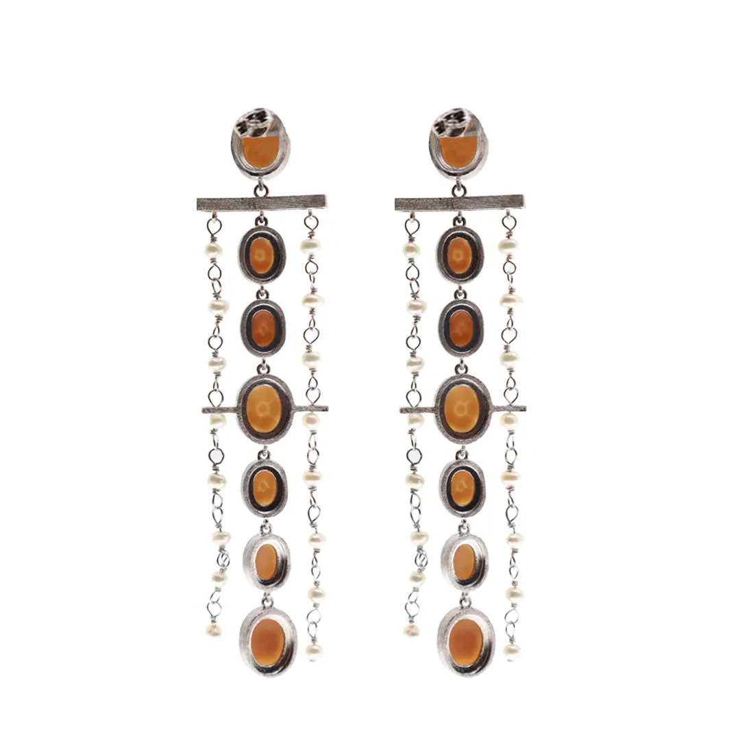 Cameo Oval Fiore Chain Earrings