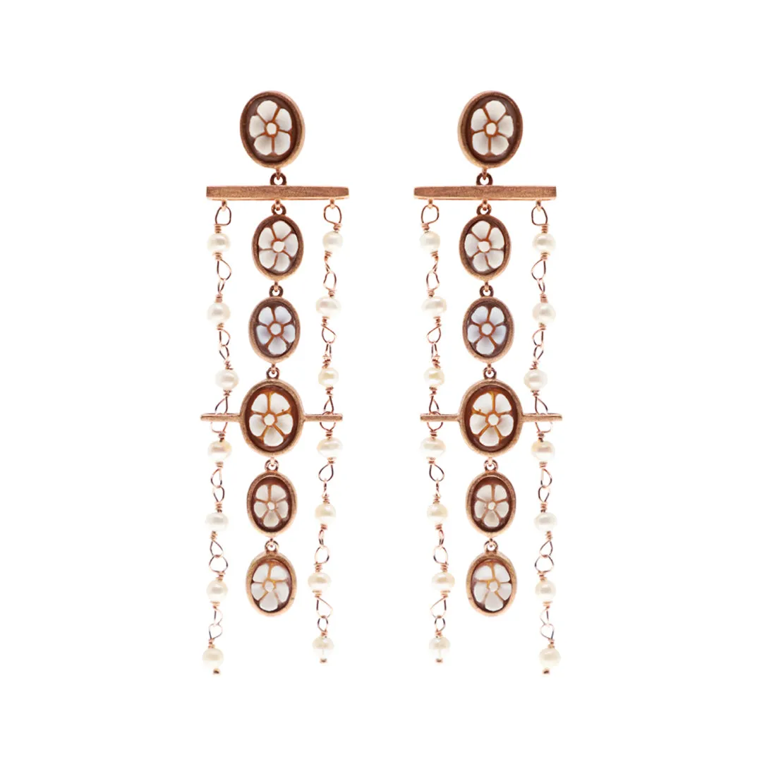 Cameo Oval Fiore Chain Earrings