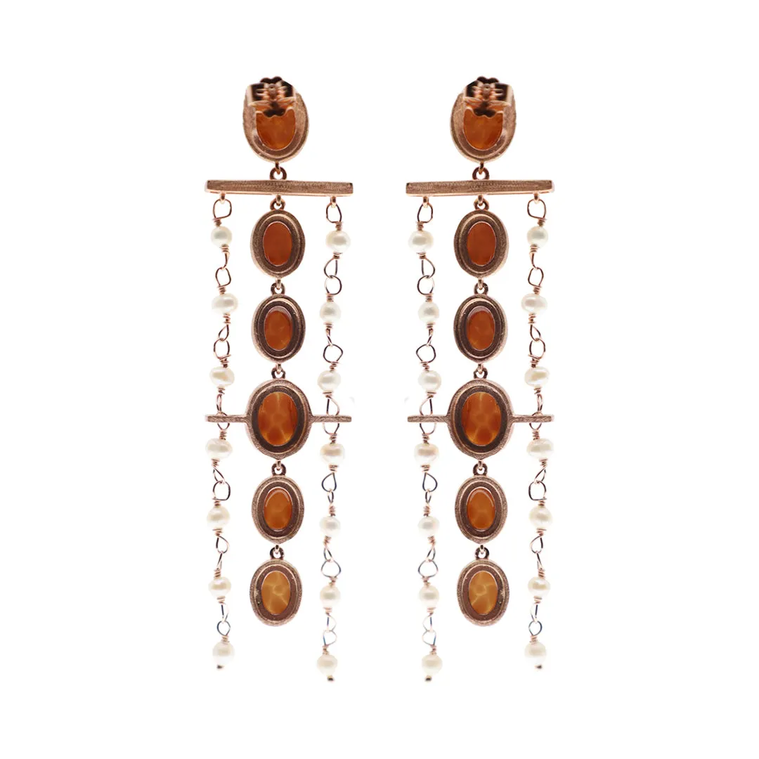 Cameo Oval Fiore Chain Earrings