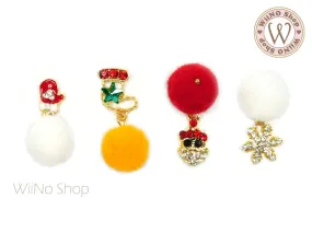 Christmas Pom Pom Nail Art Dangle Charm - 2 pcs