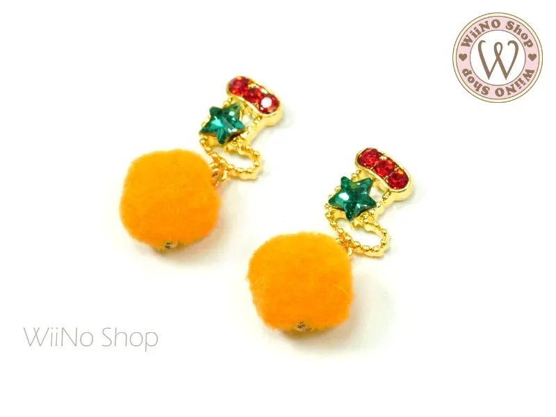 Christmas Pom Pom Nail Art Dangle Charm - 2 pcs