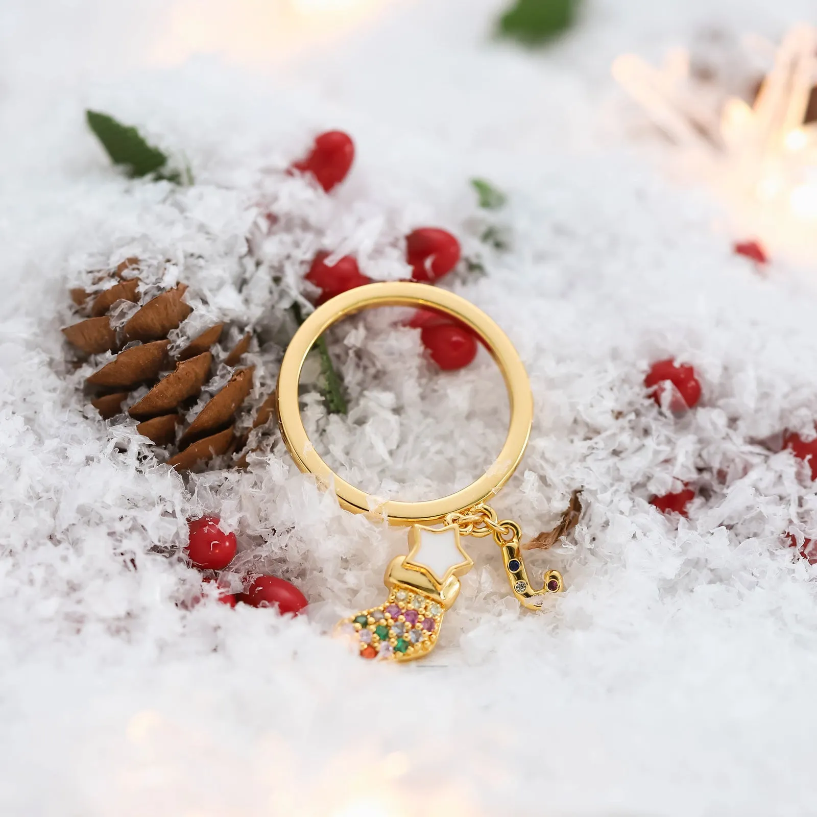 Christmas Sock & Candy Cane Ring