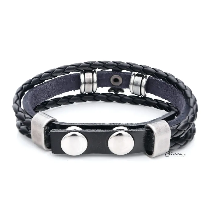 Classic Multilayer Cross Adjustable Leather Bracelet