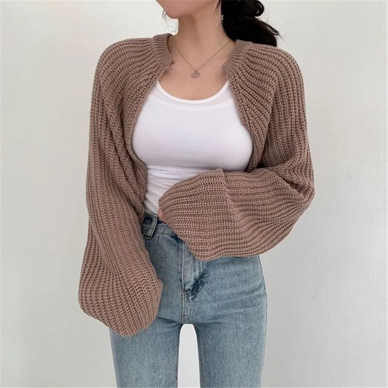 Cropped Cardigan with Bell Sleeves