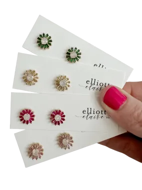 Cubic Zirconia Flower Studs