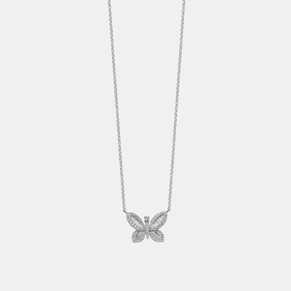 Diamond Baguette Butterfly Necklace