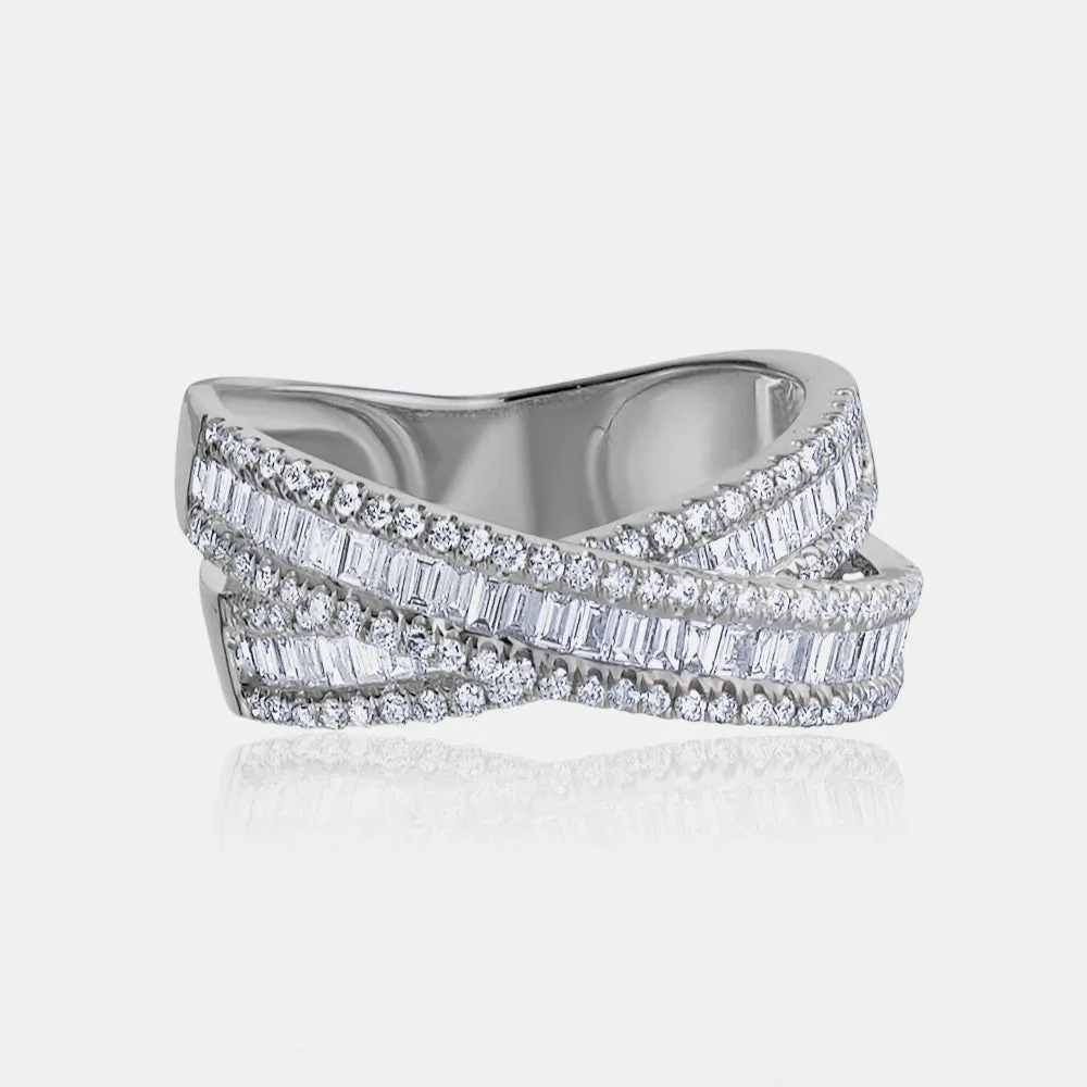 Diamond Baguette Crossover Ring