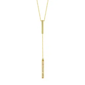 DIAMOND BAR LARIAT NECKLACE 14K