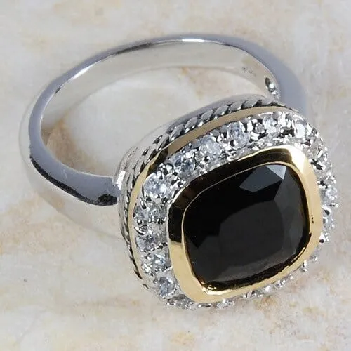 Elegant Black Onyx Ring - 925 Sterling Silver