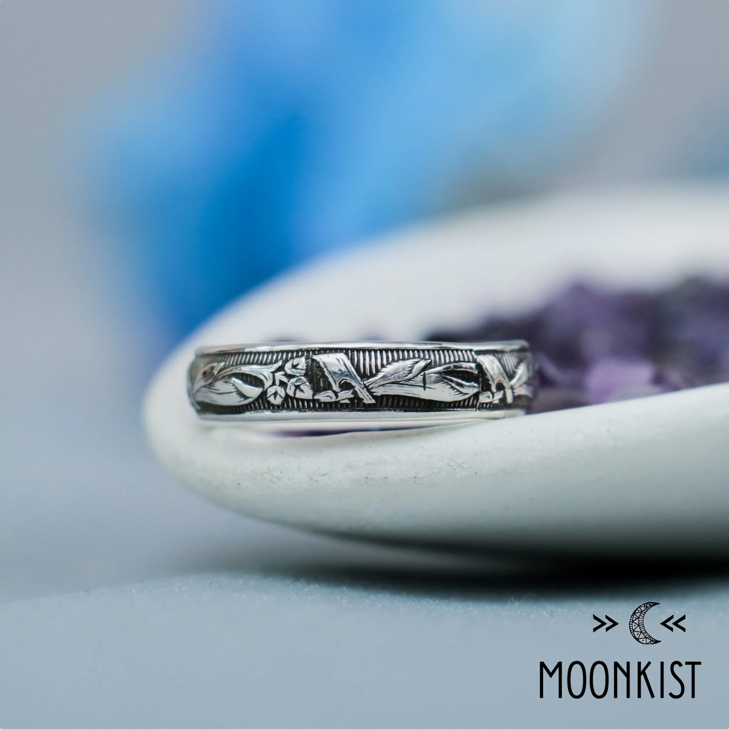 Elegant Silver Calla Lily Wedding Ring | Moonkist Designs