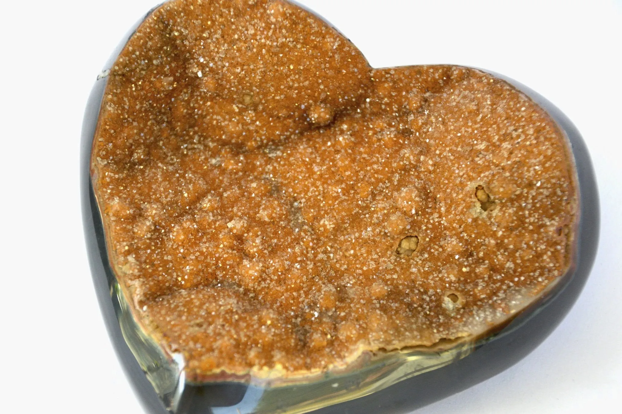 Golden Druzy Citrine Heart