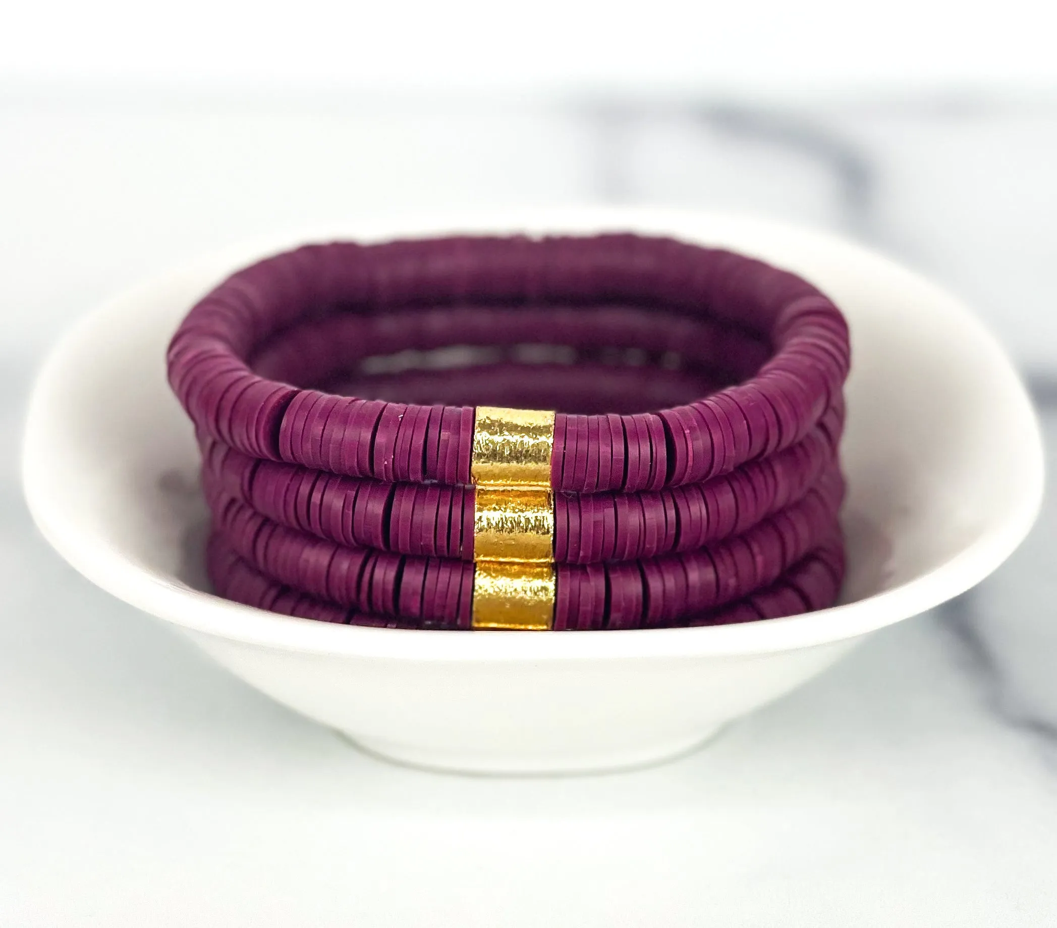 Heishi Color Pop Bracelet Maroon