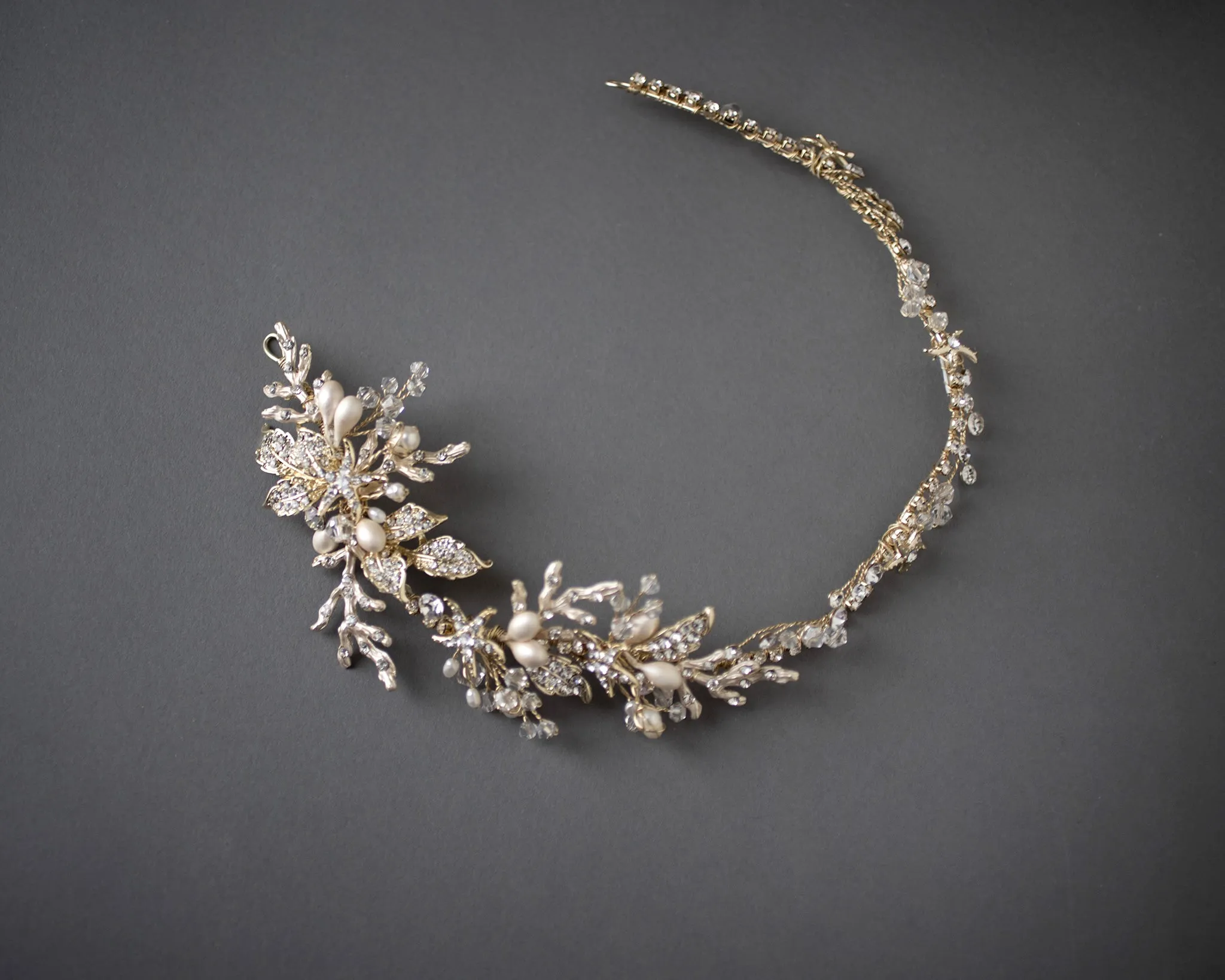 Light Gold Beach Wedding Headpiece