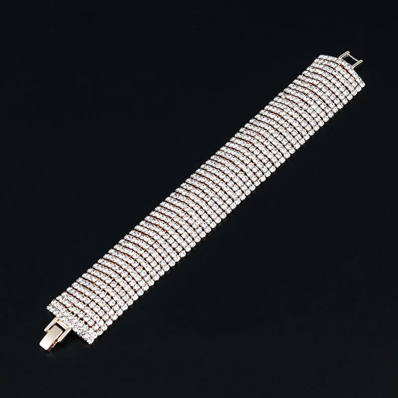 Luxury Wide Crystal Layered Delicate Design Bracelet